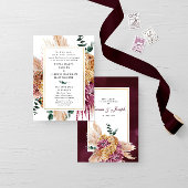 Bohemse Herfst Burgundy Floral Weddenschap Kaart