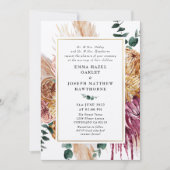 Bohemse Herfst Burgundy Floral Weddenschap Kaart (Voorkant)