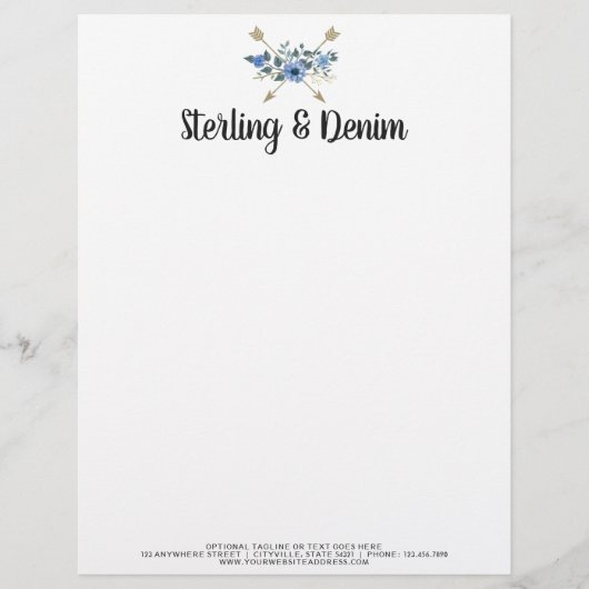 Bohemse Waterverf Floral Arrows Boutique Briefhoofd (Voorkant)