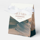 Bohenian boho blauwgroen roest terracotta bruiloft bedankdoosjes (Voorkant Zijde)