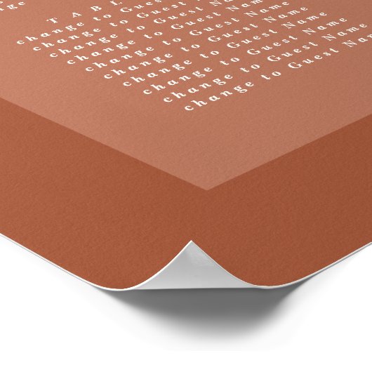 Bohenian boho roest terracotta bruiloft-zitplan poster (Hoek)