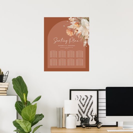 Bohenian boho roest terracotta bruiloft-zitplan poster (Thuiskantoor)