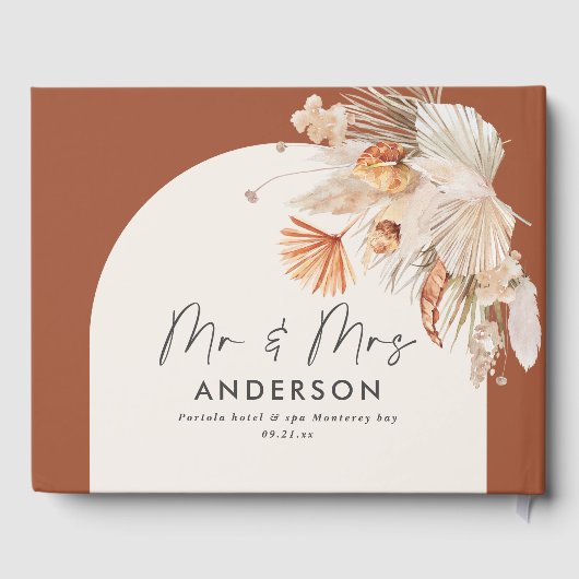 Bohenian boho roestterracotta bruiloft de heer en gastenboek (Achterkant)