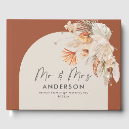 Bohenian boho roestterracotta bruiloft de heer en  gastenboek