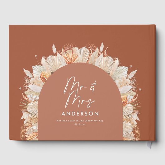 Bohenian boho roestterracotta bruiloft de heer en  gastenboek (Achterkant)