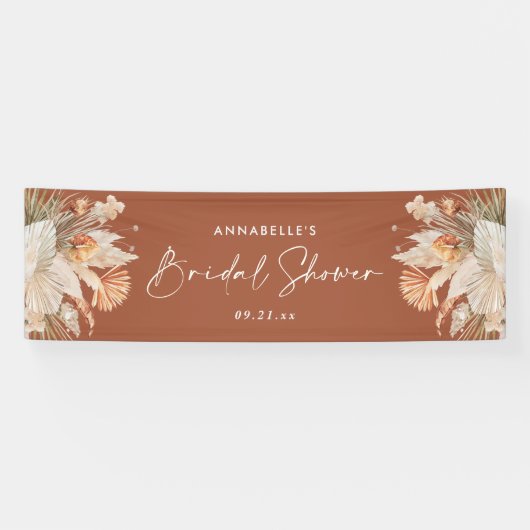 Bohenian boho roestterracotta vrijgezellenfeest de spandoek (Horizontaal)