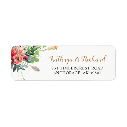 Bohian Country Flowers Arrow Wedding Address Etiket (Voorkant)