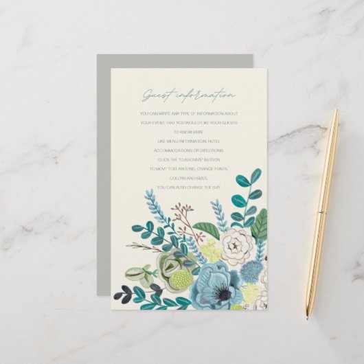 Bohian zee green chic Flowers Guest Information (Voorkant / Achterkant in situ)
