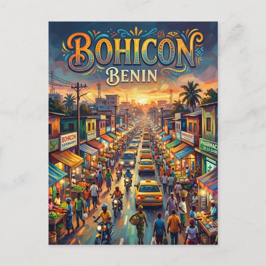 Bohicon Straatscène Benin Briefkaart (Voorkant)