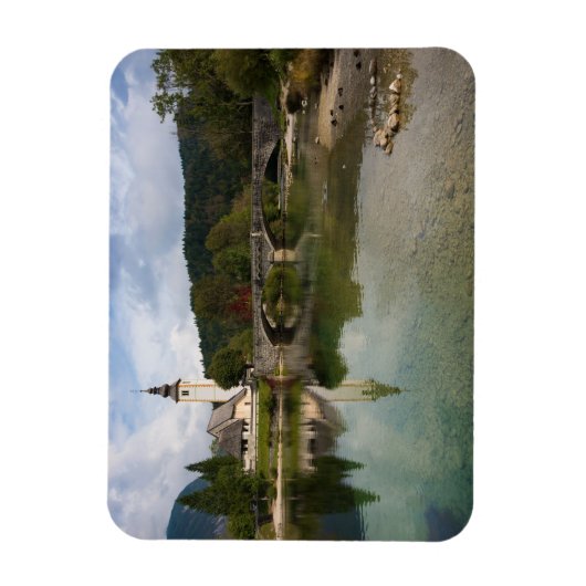 Bohinj meer en kerk, Slovenië rechthoekige magneet (Verticaal)