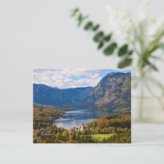 Bohinj-meer in Slovenië in het najaar Briefkaart (Staand voorkant)