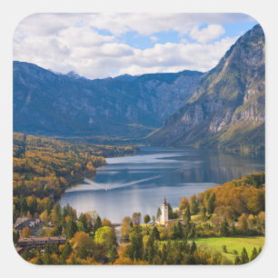 Bohinj-meer in Slovenië in het najaar Vierkante Sticker