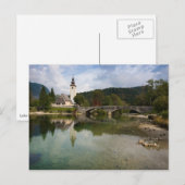 Bohinj-meer met kerk in Slovenië briefkaart (Voorkant / Achterkant)