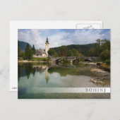 Bohinj-meer met kerk in Slovenië, briefkaart van s (Voorkant / Achterkant)