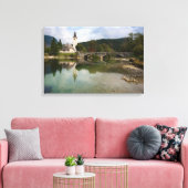 Bohinj meer met kerk in Slovenië canvas print (Insitu (Woonkamer))