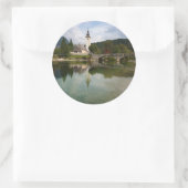 Bohinj-meer met kerk in Slovenië rond sticker (Tas)