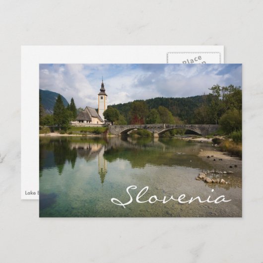 Bohinj-meer met kerk in Slovenië sms-briefkaart Briefkaart (Voorkant / Achterkant)