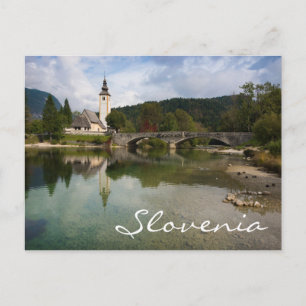 Bohinj-meer met kerk in Slovenië sms-briefkaart Briefkaart