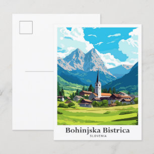 Bohinjska Bistrica Slovenië Reisillustratie Briefkaart