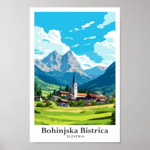 Bohinjska Bistrica Slovenië Reisillustratie Poster
