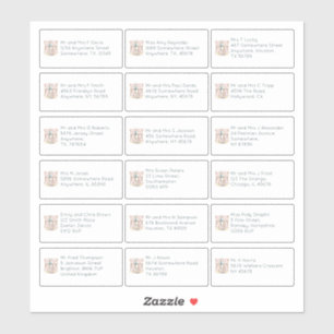 Boho 18 Individuele naam Adres Trouwgasten Sticker