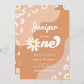 Boho 1 Birthday Daisy Floral Groovy 70's Party Kaart (Voorkant / Achterkant)