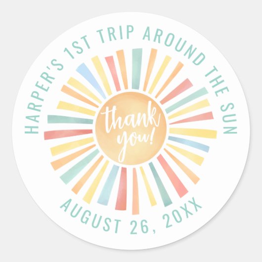 Boho 1e reis rond de zon ronde sticker (Voorkant)