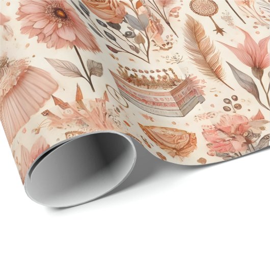 Boho 1e verjaardag cadeaupapier (Rol Hoek)