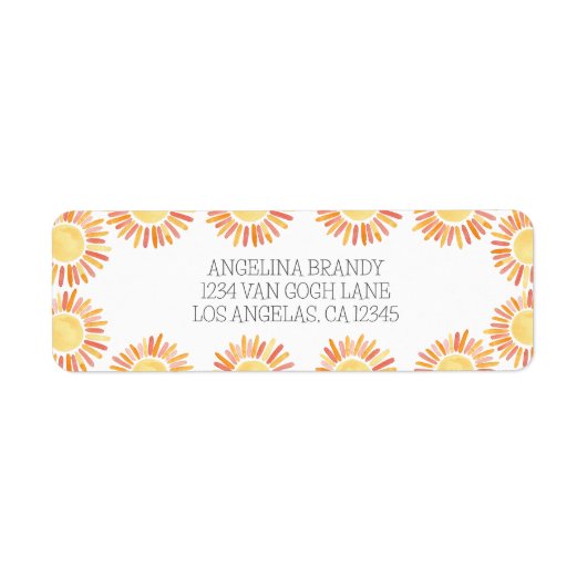 Boho 1e verjaardag van de Waterverf van de Sunshin Etiket (Voorkant)