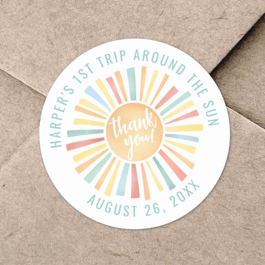 Boho 1ste verjaardag ronde sticker