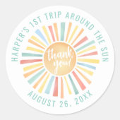 Boho 1ste verjaardag ronde sticker (Voorkant)