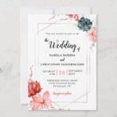 Boho 2019 Koraal Bloemen Waterverf Huwelijk Kaart (Voorkant)