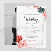 Boho 2019 Koraal Bloemen Waterverf Huwelijk Kaart (Voorkant / Achterkant)