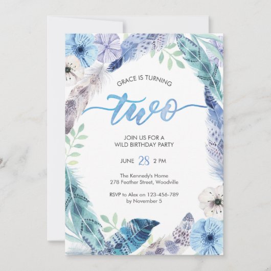 Boho 2e verjaardag van de uitnodiging (Voorkant)