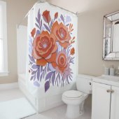BOHO 3D Douchegordijn Paars Oranje Retro Design (In situ)