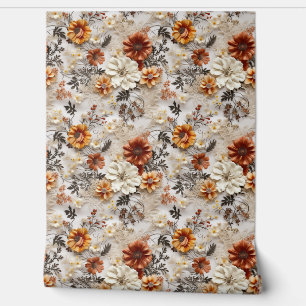 Boho 3d herfst herfst wilde bloemen terracotta roe behang