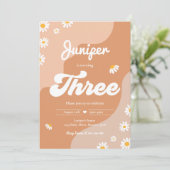 Boho 3rd Birthday Daisy Floral Groovy 70 Kaart (Staand voorkant)