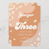 Boho 3rd Birthday Daisy Floral Groovy 70 Kaart (Voorkant / Achterkant)