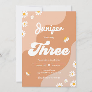 Boho 3rd Birthday Daisy Floral Groovy 70 Kaart
