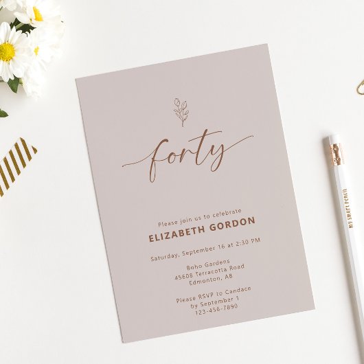 Boho 40e verjaardag Terracotta Elegant Kaart