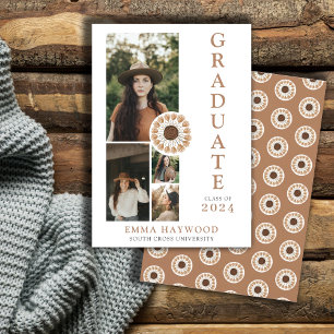 Boho 4 Fotocollage Afstuderen Uitnodiging