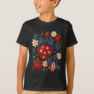 Boho 4th of July Aardbei Schattige Coquette Onafha T-shirt