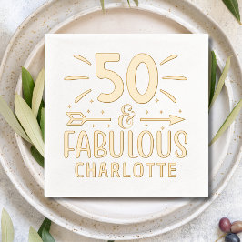 Boho 50 & Fabulous 50th Birthday Persoonlijke naam Folie Servetten