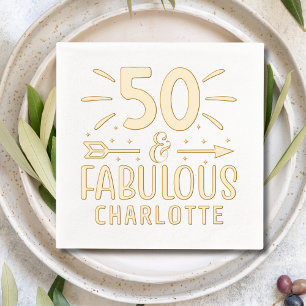 Boho 50 & Fabulous 50th Birthday Persoonlijke naam Folie Servetten