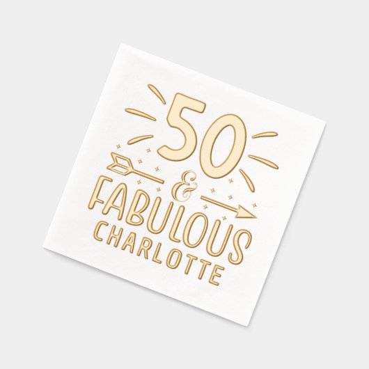 Boho 50 & Fabulous 50th Birthday Persoonlijke naam Folie Servetten (Links)