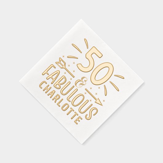 Boho 50 & Fabulous 50th Birthday Persoonlijke naam Folie Servetten (Rechts)
