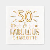 Boho 50 & Fabulous 50th Birthday Persoonlijke naam Folie Servetten (Voorkant)