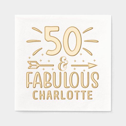 Boho 50 & Fabulous 50th Birthday Persoonlijke naam Folie Servetten (Voorkant)