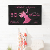 Boho 50e verjaardag roze vrouw danseres gepersonal spandoek (Insitu)