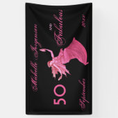 Boho 50e verjaardag roze vrouw danseres gepersonal spandoek (Verticaal)